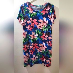 VIAMOR NWOT WOMENS DRESS M. TUNIC FLORAL CRUISE VACATION